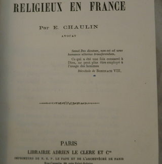 De l'Etat civil des Religieux en France, E. Chaulin