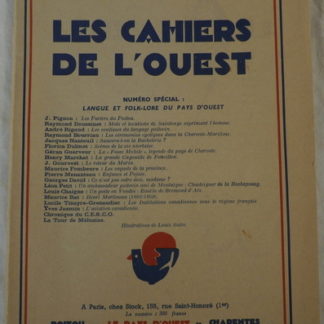 Les Cahiers de l'ouest, langue et folk-flore