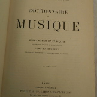 Hugo Riemann, Dictionnaire de Musique, Georges Humbert