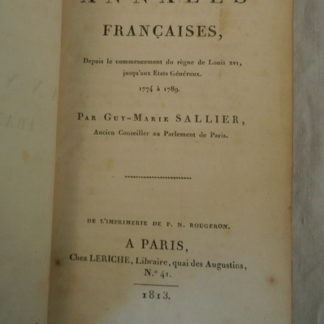 Annales Françaises, Gay-Marie Sallier 1774-1789