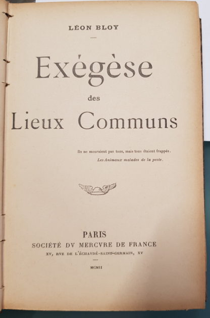 BLOY (Léon), Exégèse des lieux communs