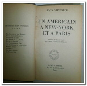 Un Américain à New-York et à Paris - STEINBECK John.