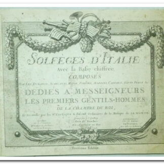 Solfèges d'Italie avec la Basse chiffrée